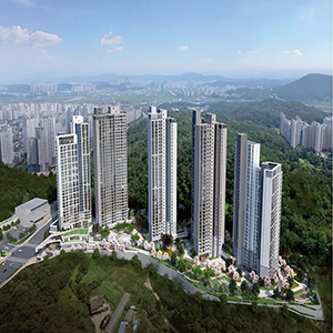 아산 용화동 자이 아파트조경입니다